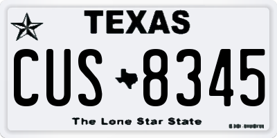 TX license plate CUS8345