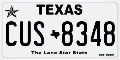 TX license plate CUS8348
