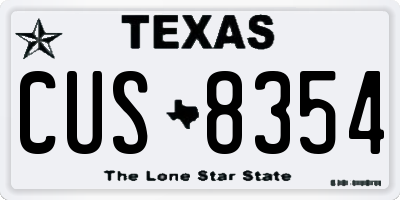 TX license plate CUS8354