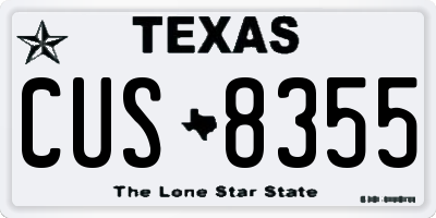 TX license plate CUS8355