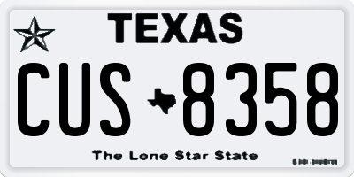 TX license plate CUS8358