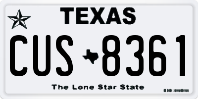 TX license plate CUS8361