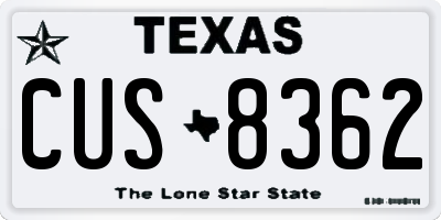 TX license plate CUS8362