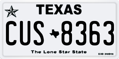 TX license plate CUS8363