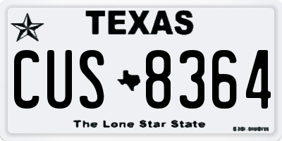 TX license plate CUS8364