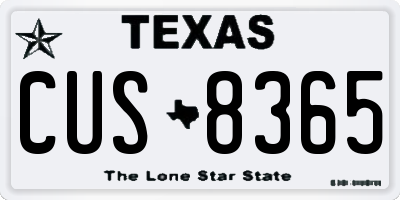 TX license plate CUS8365