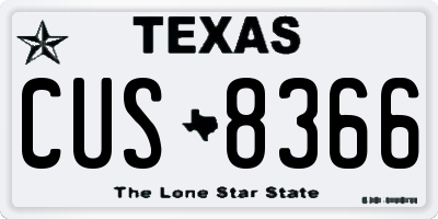TX license plate CUS8366