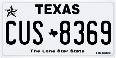 TX license plate CUS8369