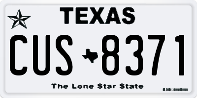 TX license plate CUS8371