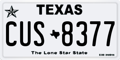 TX license plate CUS8377