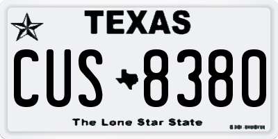 TX license plate CUS8380