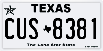 TX license plate CUS8381