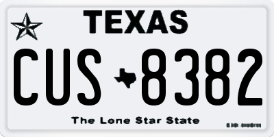 TX license plate CUS8382