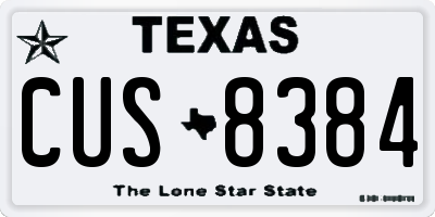 TX license plate CUS8384