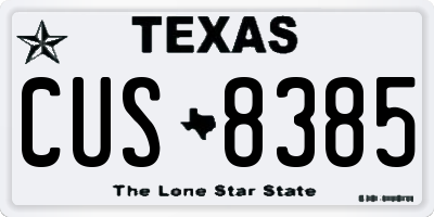 TX license plate CUS8385