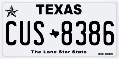 TX license plate CUS8386
