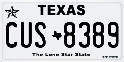 TX license plate CUS8389