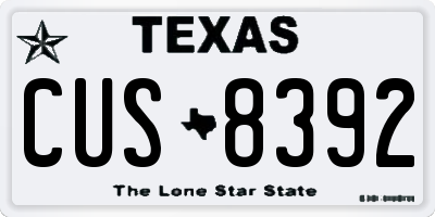 TX license plate CUS8392