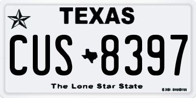 TX license plate CUS8397
