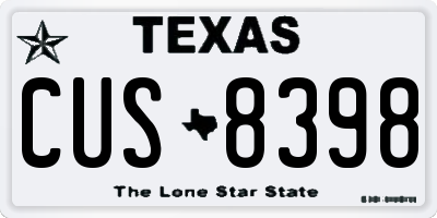 TX license plate CUS8398