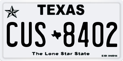 TX license plate CUS8402