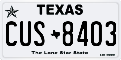 TX license plate CUS8403