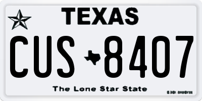 TX license plate CUS8407
