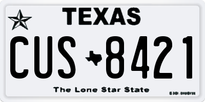 TX license plate CUS8421