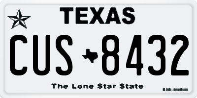TX license plate CUS8432