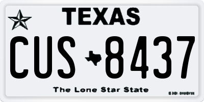 TX license plate CUS8437