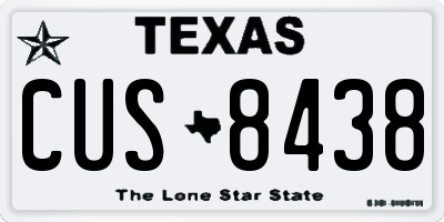 TX license plate CUS8438