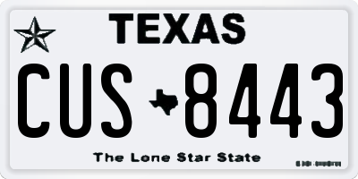TX license plate CUS8443