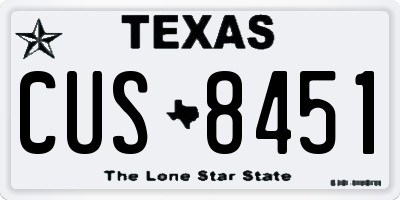 TX license plate CUS8451