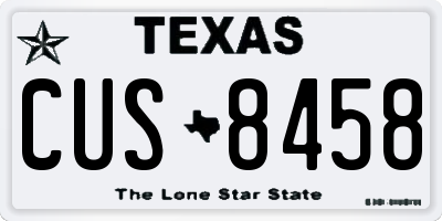 TX license plate CUS8458