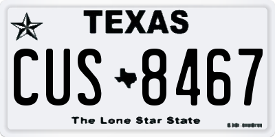 TX license plate CUS8467