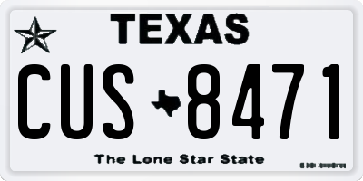 TX license plate CUS8471