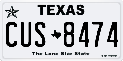 TX license plate CUS8474