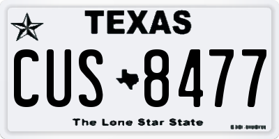 TX license plate CUS8477