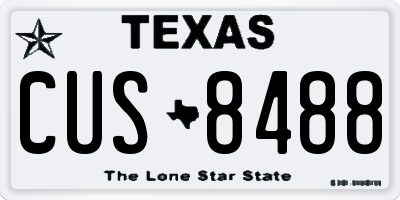 TX license plate CUS8488