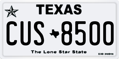 TX license plate CUS8500