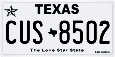 TX license plate CUS8502