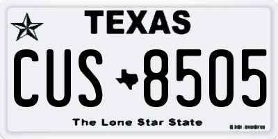 TX license plate CUS8505