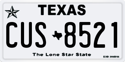 TX license plate CUS8521