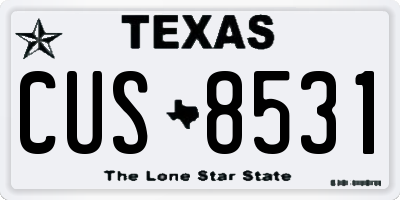 TX license plate CUS8531