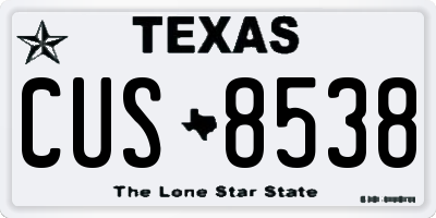 TX license plate CUS8538
