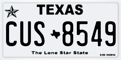 TX license plate CUS8549
