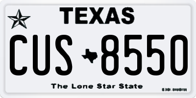 TX license plate CUS8550