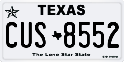 TX license plate CUS8552