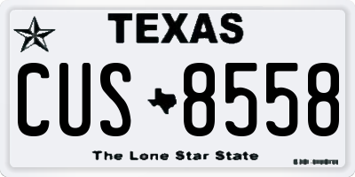 TX license plate CUS8558
