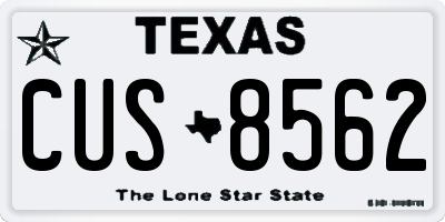 TX license plate CUS8562